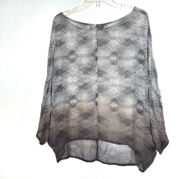 Gypsy 05 100% Silk Ombre Blouse Boho Geometric Print Top Relaxed Fit Small - Picture 5 of 6